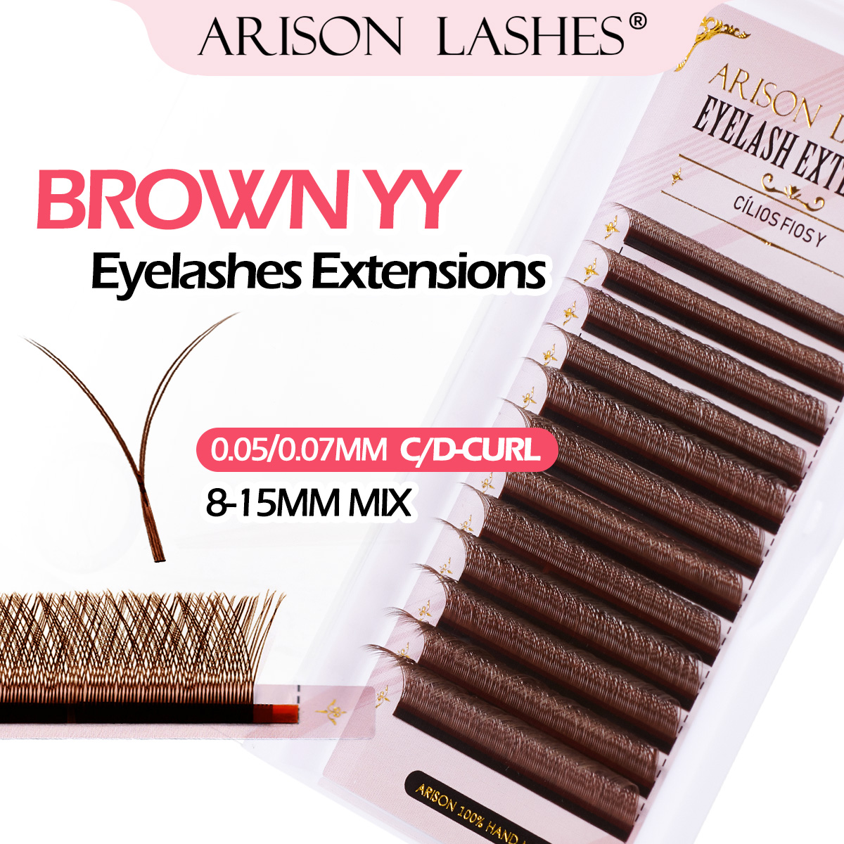 Eyelash Extension Double Volume - ARISON Bruine 2D YY Wimperextensions Dubbele